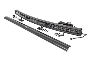 LED Light Bar - Rough Country - Curved, Dual Row, Cool White DRL - Black